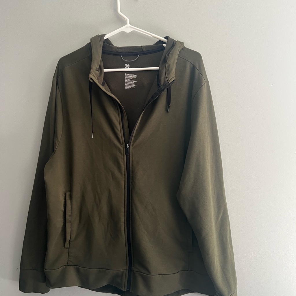 Olive Green Zip-Up Hoodie